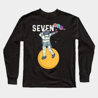 Kids 7 Years Old Outer Space 7th Birthday Gift Long Sleeve T-Shirt